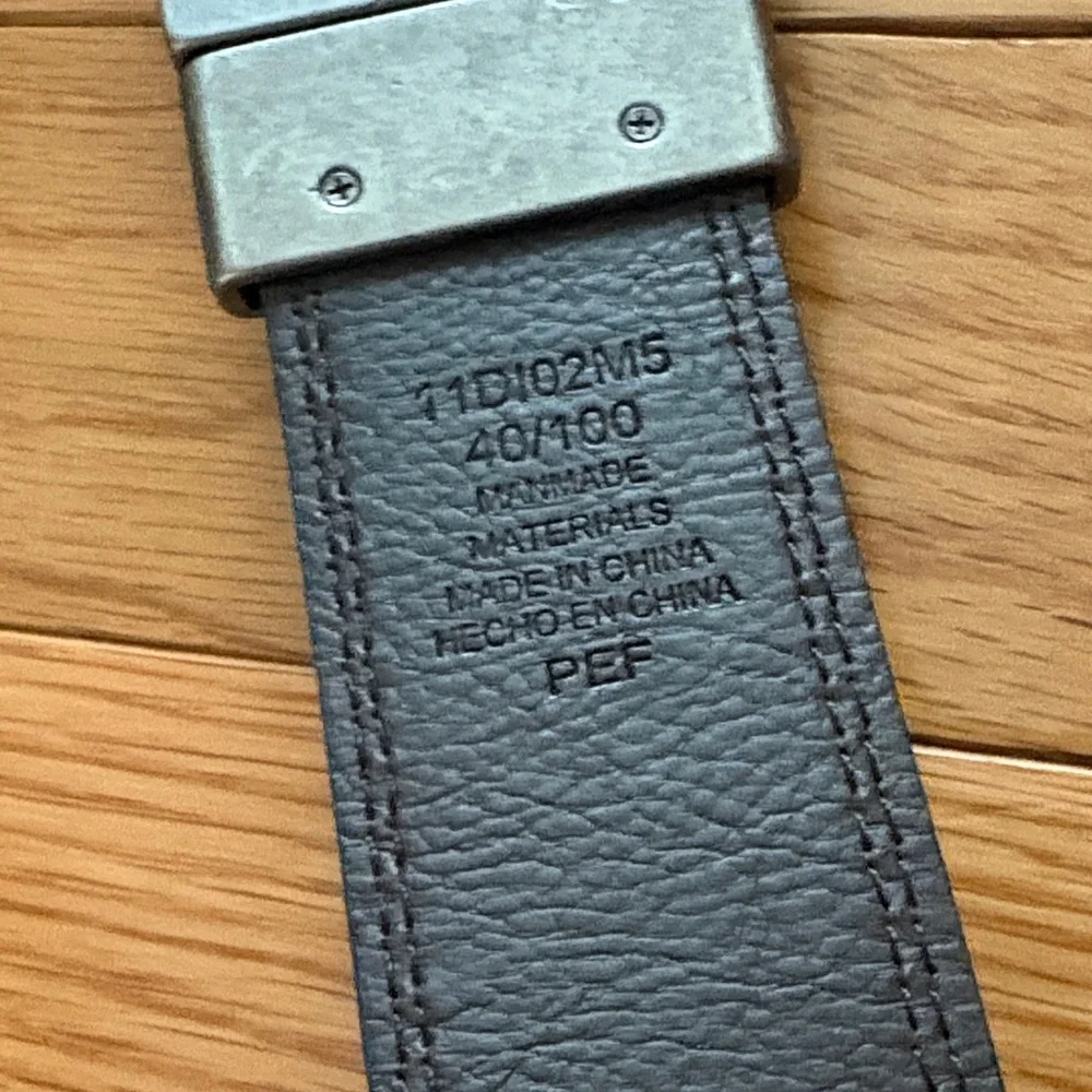 Dickies Dark Leather Reversible Belt with Metallic Buckle